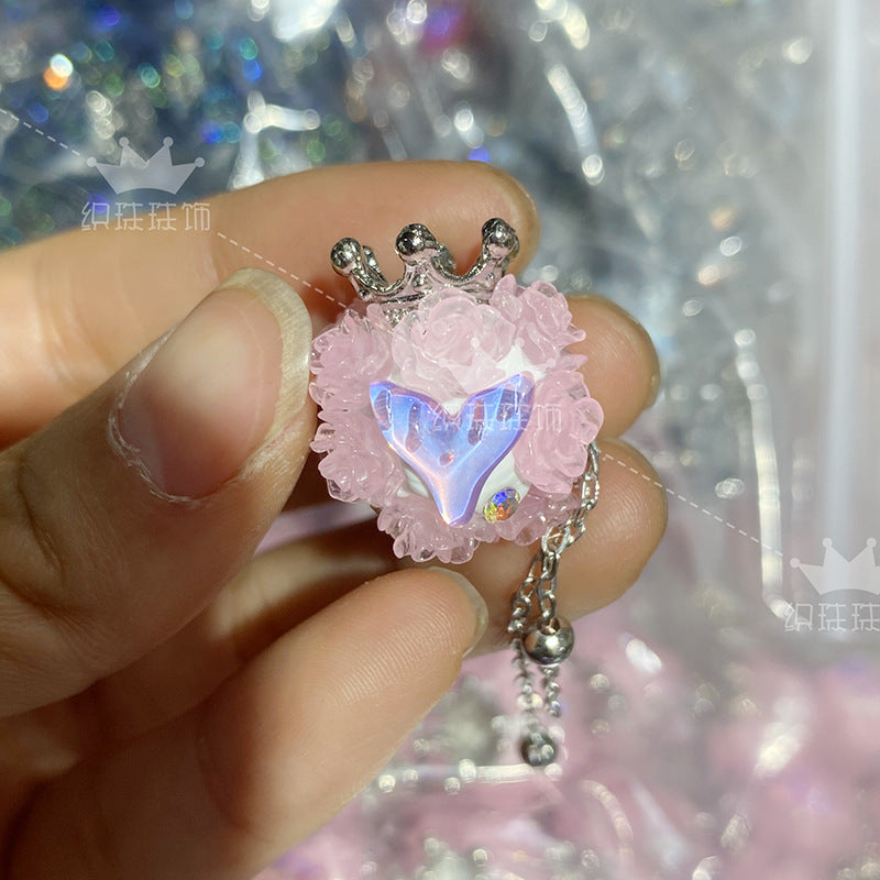 Wholesale 5PCS/PACK Crown Mermaid Tassel Soft Ceramic Drill Ball with Straight Hole Beads